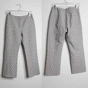 Topshop Cream Gray Burgundy Pink Patterned High Rise Crop Pant - 6
